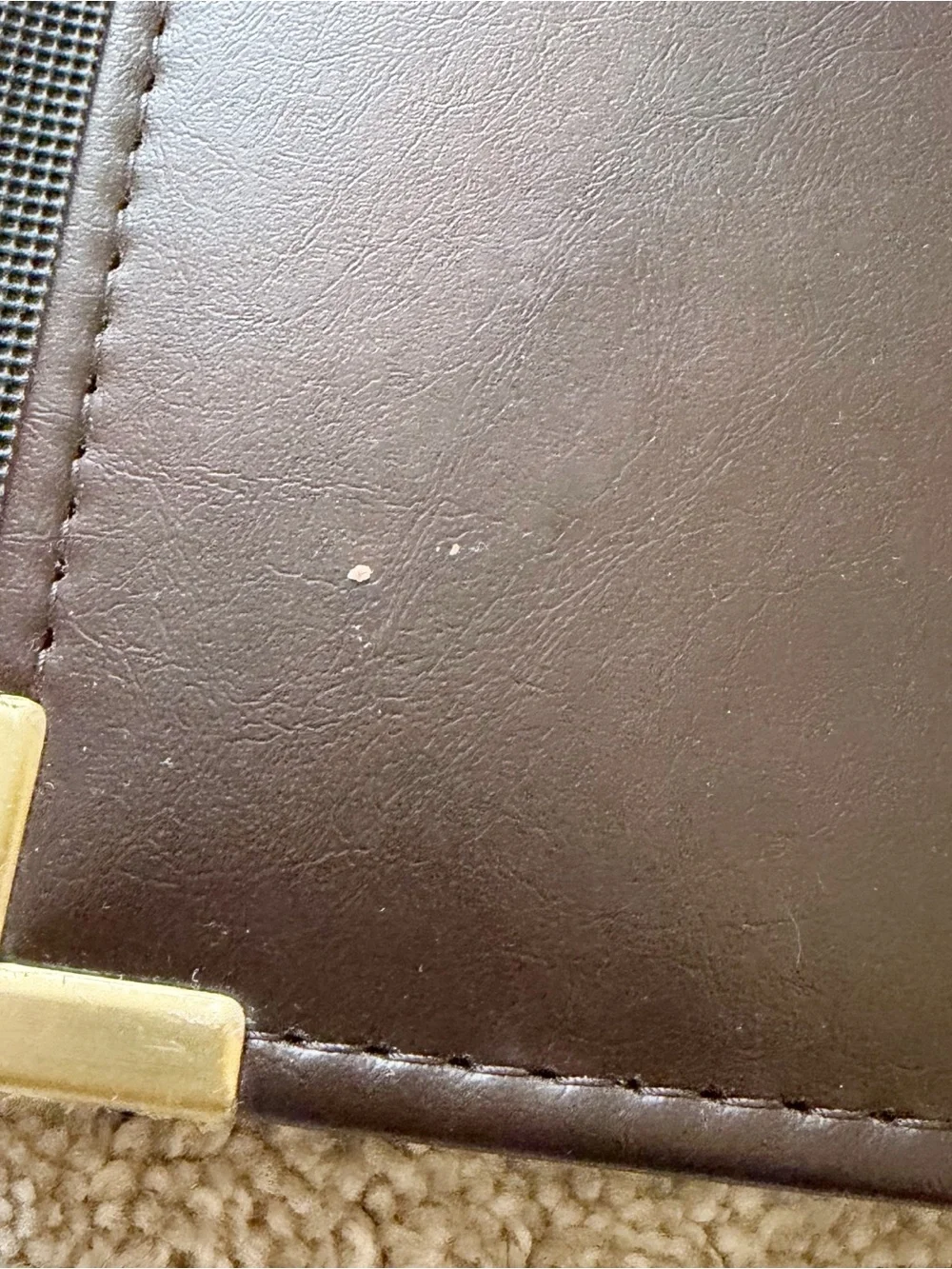 Small Brown Leather Portfolio Padfolio Organizer Taiwan Card Paper Gold Corners